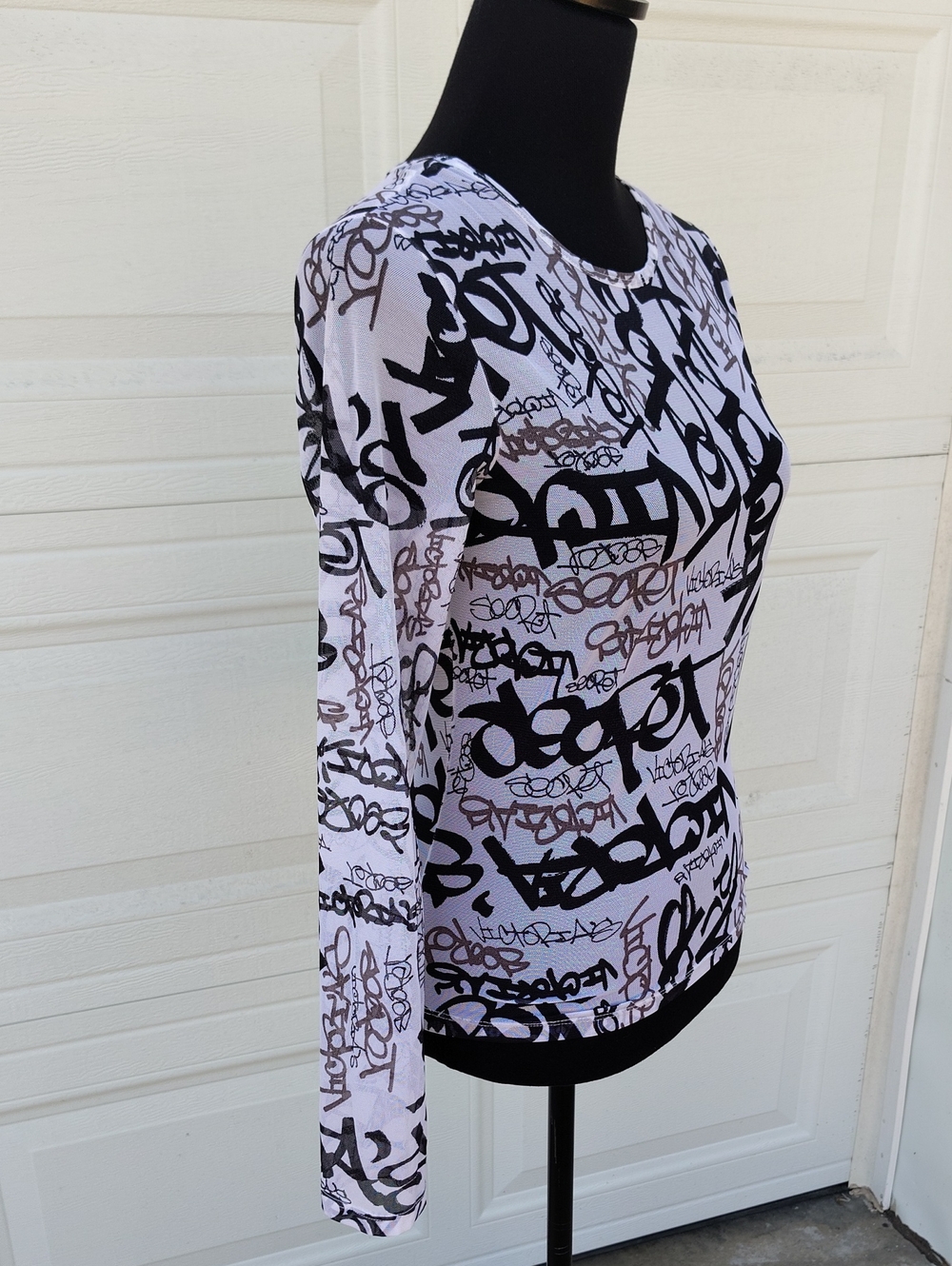 Vintage Victoria's Secret Mesh Fitted Long Sleeve Nylon Top Size S USA Logo Y2K - Picture 3 of 13
